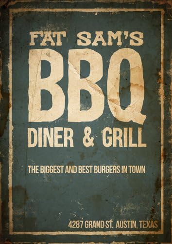 Retro Poster, USA Diner Poster, Size:16.5 inch x 11.7 inch, Cafe Poster, blue, Wall Art, Home Decor, Canteen, BBQ Food, Art Print, A3 Poster, Unframed