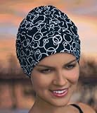 Fashy Black & White Circles Adjustable Swim Cap - Made in Germany