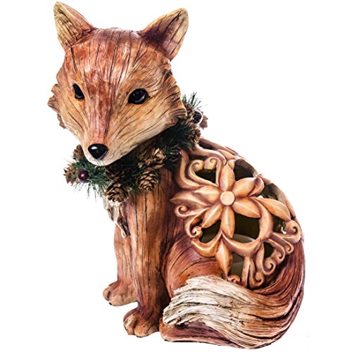 Fox Figure with LED Candle Home Decor