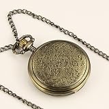 New Ladies Light Copper Stainless Steel Case Silvered Dial Roman Numbers Necklace Pocket Watch