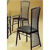 Set of 2 Glossy Black Italian Style High Back Dining Chairs