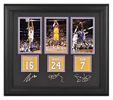 Los Angeles Lakers Framed Photographs - Kobe Bryant, Pau Gasol, Lamar Odom, 4x6, Facsimile Signatures, Jersey Number Replica Miniatures