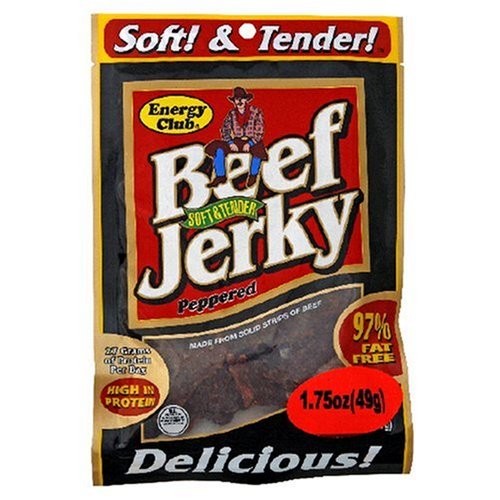 Energy Club Beef Jerky, Peppered, 1.75-Ounce Bags (Pack of 6) by Energy Club