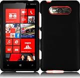 Black Hard Case Snap On Rubberized Cover For Nokia Lumia 820