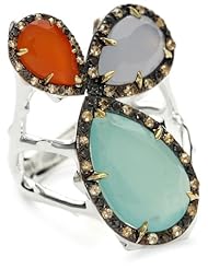 Elizabeth and James Thorns Sterling Silver and Tri-Color Stones Large Ring