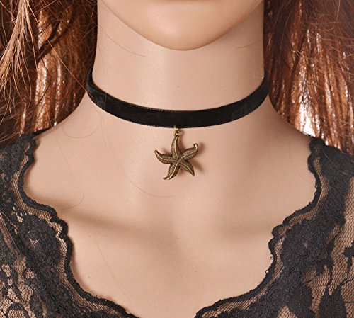 Topin® Retro Black Velvet Choker Necklace with Pendant