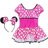 YiZYiF Christmas Outfits Girls Minnie Mouse Halloween Ballet Tutu Dress Headband Hot Pink 4T