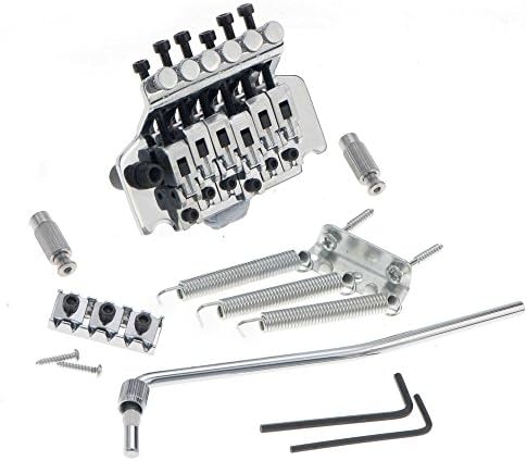 hongyujj Chrome Replacement for Floyd Rose 6 Strings Double Lock Cosmos Lic Tremolo Bridge /w 42MM Nut