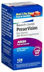 Bausch & Lomb PreserVision Eye Vitamin & Mineral Supplement, 120-Count Soft Gels
