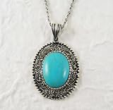 Sterling Silver Stone Filigree Frame Necklace, 18