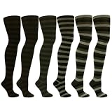6 Pairs Striped Sexy Thigh High Girl School Stocking Dancer Socks Cotton Set