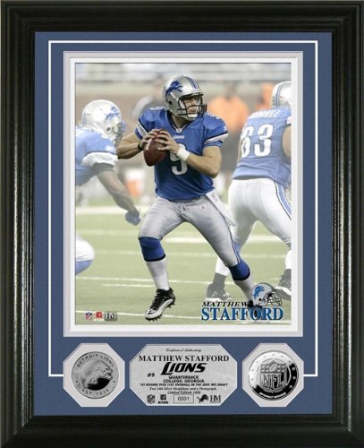 Matthew Stafford Framed Silver Coin Detroit Lions Photo Mint