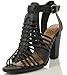 Delcious Women's Aliya Strappy Gladiator Open Toe Stacked Heel Sandal