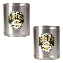 Seattle Sonics NBA 2pc Stainless Steel Can Holder Set - Primary Logo by Great American Products