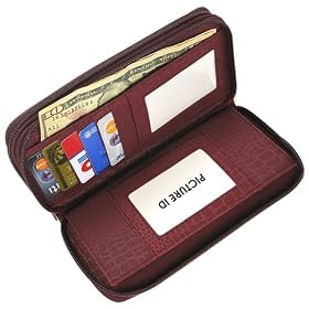 Buy Eel Skin Credit Card Check Book and Cash Wallet in 3 Colors Black, Brown, Burgundy by Gem Avenue