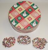 Scott's Cakes 1 lb. Dark Chocolate Covered Pretzel with Chocolate Chips & Jimmies in a Snowman Tin