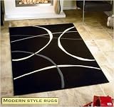 Contemporary Cheap Modern Retro Black Cream Rugs 3 SIZES AVAILABLE, 120x160cm (4ft x 5ft 6'')