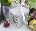 JoinwinNew Design 50 Pack Cross Laser Cut Favor Box Christening Baby Shower Bomboniere with Ribbons Party Favors (White)