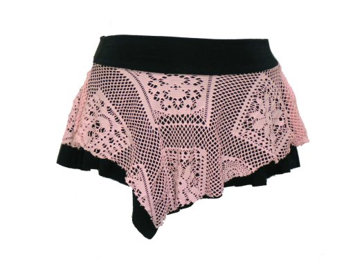 Becca Black Pink Crochet Cover-up Skirt XS/S