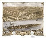 Bird's eye view of the city of Hermann, Gasconade Co., Missouri 1869. Drawn by A. Ruger., large historic panoramic map reprint 43x36