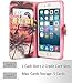 iPhone 6 Case, Dimaka Floral Pattern Flower Wallet Case, with Flip Stand Card Slots Cash Compartment, Premium PU Leather with Strap Hole for iPhone 6 / iPhone 6S - Tropical Sunset