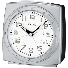 Seiko Bedside Alarm Clock Silver-Tone Metallic Case #QHE039SLH