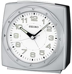 Seiko Bedside Alarm Clock Silver-Tone Metallic Case