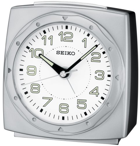 Seiko Bedside Alarm Clock Silver-Tone Metallic Case