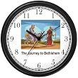 Joseph with Mary on Donkey Journey to Bethleham - Christian Theme Wall Clock by WatchBuddy Timepieces (Black Frame)