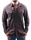 AFFLICTION Power Train Military Striped Woven Mens Dress Shirt