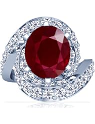 14K White Gold Oval Cut Ruby Fana Designer Ring