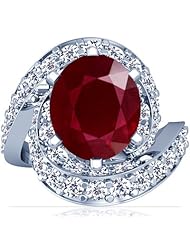 18K White Gold Oval Cut Ruby Fana Designer Ring