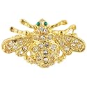 Gold Tone Rhinestone Fly Brooch Pin