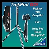 Trek-Tech TrekPod Go, Multi-purpose Tripod System with Walking Staff, Monopod & Tripod, & MagMount Quick Release - Compact Version