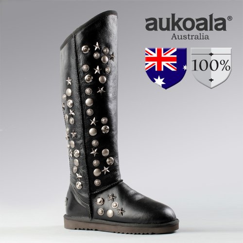 Aukoala Snow Boots Australia Sheepskin Warm King-Arthur For Womens_Black_Us Size 9 On Sale