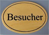 Ovales Holz - Türschild Besucher 7 x 10 cm helles Holz