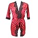 Lisli Women New Sexy Satin Silk Nightgown Lace Underwear Sleepwear Pajamas Robes Babydoll Lingerie Dress (Red)