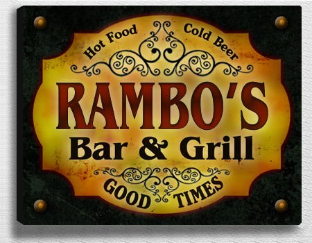Rambo's Bar & Grill 14'' x 11'' Collectible Stretched Canvas