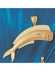 Dazzlers Solid 14k Gold Mahi Mahi Fish Charm Pendant Available in three colors from jewelsberry (weights: 19.9 grams only)