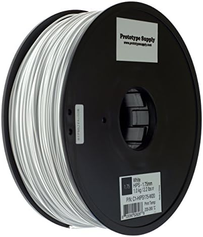 Prototype Supply 3mm HIPS White 3D Printing Filament, 1kg (2.2 pounds)
