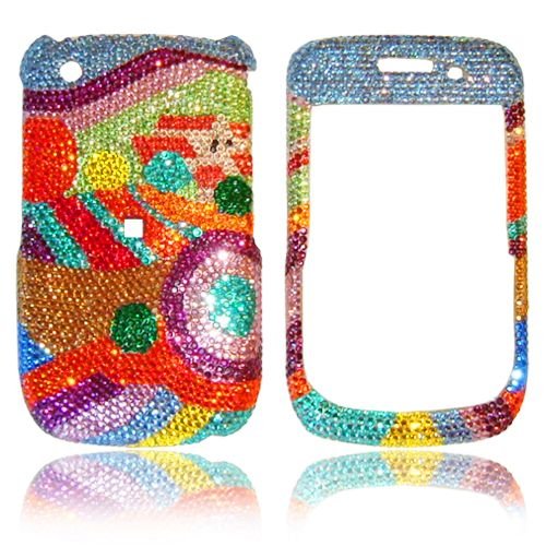 Blackberry 8520 Genuine/Curve 8530 Swarovski Crystal (7ss) Multi Color Design Faceplate Cover Case
