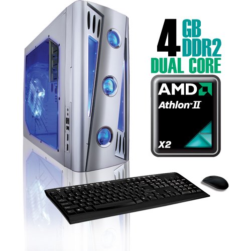 CybertronPC X-Cruiser 2 CANN4120RSL, Silver, AMD Athlon II X2 Dual Core 2.8GHz, 4GB DDR2, 500GB HDD, DVDRW with LightScribe, GeForce 9500GT, 350 Watt Power Supply, No O/S, 1 Year Parts & Labor Warranty