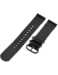 Watch: 26mm Black 2 Piece 3-ring PVD Heavy Nato Nylon Replacement Watch Strap / Band - Clockwork Synergy, LLC