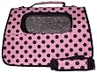 Designer Dog Carrier - Fully Enclosed Julia Petite Polka Dots Pet Carrier - Pink/ Black
