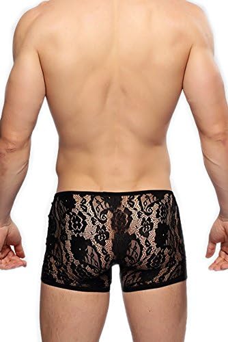 Misseurous Men's Underwear Lace Trunks Boxer Briefs Black (XXL)