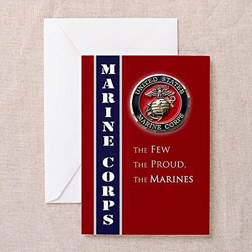 CafePress USMC Coin Greeting Cards - 4x5.6 Multi-color Matte