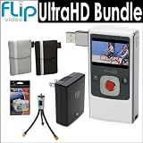 Flip Video U2120W Ultrahd 120 Minute Digital Camcorder in White With 8GB Memory + Accessory Kit