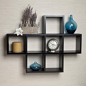 Danya B. Cubby Laminated Black Veneer Display Wall Shelf