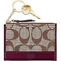 Coach Signature Stripe Skinny Zip Top Coin Case Bag with Key Chain 6k25 Plum
