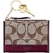 Coach Signature Stripe Skinny Zip Top Coin Case Bag with Key Chain 6k25 Plum